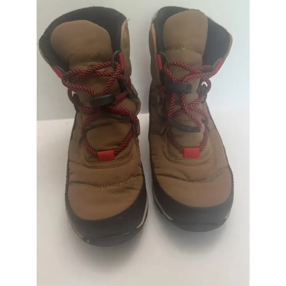 Sorel Whitney Short Lace Waterproof Winter Boots Kids Brown Red Size 13